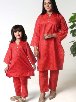 Digital Printed Cotton 2PC Suit Mother & Baby